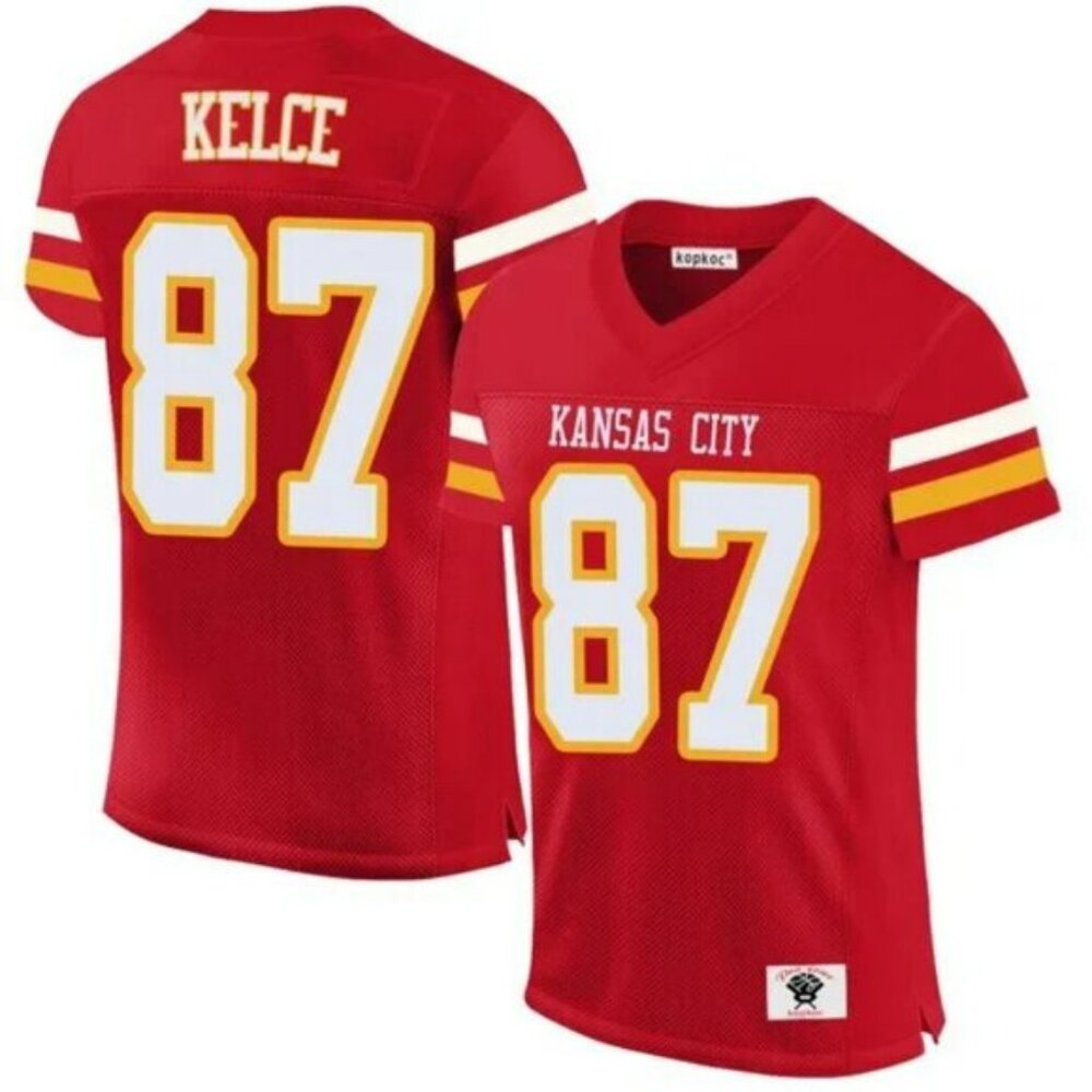 Mens Youths Kids Travis Kelce Red Vapor Stitched Jersey
